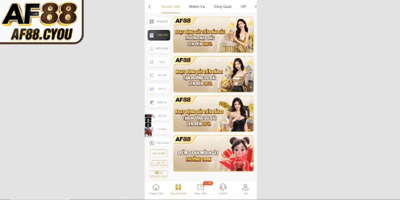 Điểm danh các chương trình ưu đãi AF88 hấp dẫn